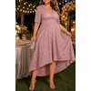 image:imagePlus Size Wedding Guest Dress Lace Formal Faux Wrap V Neck High Low HemDusty Pink