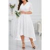 image:imagePlus Size Wedding Guest Dress Lace Formal Faux Wrap V Neck High Low HemWhite