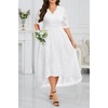 image:imagePlus Size Wedding Guest Dress Lace Formal Faux Wrap V Neck High Low HemWhite