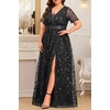 image:imageTalisea Plus Size Formal Dress Sequin Embroidery Wedding Prom Evening GownBlack