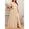 image:imageTalisea Plus Size Formal Dress Sequin Embroidery Wedding Prom Evening GownGold