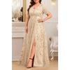 image:imageTalisea Plus Size Formal Dress Sequin Embroidery Wedding Prom Evening GownGold