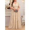 image:imageTalisea Plus Size Formal Dress Sequin Embroidery Wedding Prom Evening GownGold
