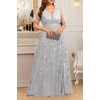 image:imageTalisea Plus Size Formal Dress Sequin Embroidery Wedding Prom Evening GownGray