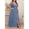 image:imageTalisea Plus Size Formal Dress Sequin Embroidery Wedding Prom Evening GownHaze Blue