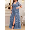 image:imageTalisea Plus Size Formal Dress Sequin Embroidery Wedding Prom Evening GownHaze Blue