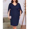 image:imageTalisea Plus Size Wedding Guest Dress  Semi Formal Cape Dress for WomenNavy Blue