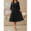image:imageTalisea Plus Size Wedding Guest Dress  V Neck 34 Sleeve A Line Midi DressBlack