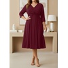 image:imageTalisea Plus Size Wedding Guest Dress  V Neck 34 Sleeve A Line Midi DressBurgundy