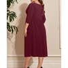 image:imageTalisea Plus Size Wedding Guest Dress  V Neck 34 Sleeve A Line Midi DressBurgundy