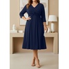 image:imageTalisea Plus Size Wedding Guest Dress  V Neck 34 Sleeve A Line Midi DressNavy Blue
