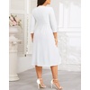 image:imageTalisea Plus Size Wedding Guest Dress  V Neck 34 Sleeve A Line Midi DressWhite