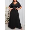 image:imageWomen Plus Size Formal Dress Flutter Sleeve Maxi Wedding Guest GownBlack