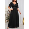 image:imageWomen Plus Size Formal Dress Flutter Sleeve Maxi Wedding Guest GownBlack