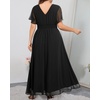 image:imageWomen Plus Size Formal Dress Flutter Sleeve Maxi Wedding Guest GownBlackchiffon