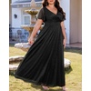 image:imageWomen Plus Size Formal Dress Flutter Sleeve Maxi Wedding Guest GownBlackglitter