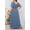 image:imageWomen Plus Size Formal Dress Flutter Sleeve Maxi Wedding Guest GownBlue