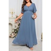 image:imageWomen Plus Size Formal Dress Flutter Sleeve Maxi Wedding Guest GownBlue
