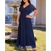 image:imageWomen Plus Size Formal Dress Flutter Sleeve Maxi Wedding Guest GownBluechiffon