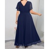 image:imageWomen Plus Size Formal Dress Flutter Sleeve Maxi Wedding Guest GownBluechiffon