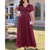 image:imageWomen Plus Size Formal Dress Flutter Sleeve Maxi Wedding Guest GownBurgundyglitter