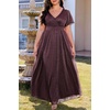 image:imageWomen Plus Size Formal Dress Flutter Sleeve Maxi Wedding Guest GownDeep Purpleglitter