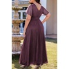 image:imageWomen Plus Size Formal Dress Flutter Sleeve Maxi Wedding Guest GownDeep Purpleglitter