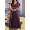 image:imageWomen Plus Size Formal Dress Flutter Sleeve Maxi Wedding Guest GownDeep Purpleglitter