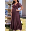 image:imageWomen Plus Size Formal Dress Flutter Sleeve Maxi Wedding Guest GownDeep Purpleglitter