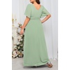 image:imageWomen Plus Size Formal Dress Flutter Sleeve Maxi Wedding Guest GownGreen