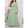 image:imageWomen Plus Size Formal Dress Flutter Sleeve Maxi Wedding Guest GownGreen