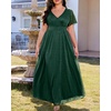 image:imageWomen Plus Size Formal Dress Flutter Sleeve Maxi Wedding Guest GownGreenglitter