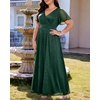image:imageWomen Plus Size Formal Dress Flutter Sleeve Maxi Wedding Guest GownGreenglitter