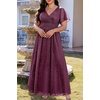image:imageWomen Plus Size Formal Dress Flutter Sleeve Maxi Wedding Guest GownPurpleglitter