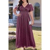 image:imageWomen Plus Size Formal Dress Flutter Sleeve Maxi Wedding Guest GownPurpleglitter