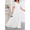 image:imageWomen Plus Size Formal Dress Flutter Sleeve Maxi Wedding Guest GownWhite