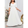 image:imageWomen Plus Size Formal Dress Flutter Sleeve Maxi Wedding Guest GownWhite