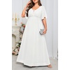 image:imageWomen Plus Size Formal Dress Flutter Sleeve Maxi Wedding Guest GownWhite