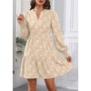 image:imageWomens V Neck Floral Babydoll Tiered Tunic DressApricot