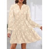 image:imageWomens V Neck Floral Babydoll Tiered Tunic DressApricot
