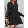 image:imageWomens V Neck Floral Babydoll Tiered Tunic DressBlack