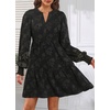 image:imageWomens V Neck Floral Babydoll Tiered Tunic DressBlack