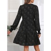 image:imageWomens V Neck Floral Babydoll Tiered Tunic DressBlack