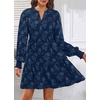 image:imageWomens V Neck Floral Babydoll Tiered Tunic DressNavy Blue