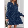 image:imageWomens V Neck Floral Babydoll Tiered Tunic DressNavy Blue
