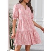 image:imageWomens V Neck Floral Babydoll Tiered Tunic DressPink