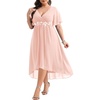 image:imagePlus Size Wedding Guest Dress  Formal V Neck High Low Chiffon Dress WomenPink