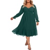 image:imagePlus Size Wedding Guest Dress Chiffon Sweetheart A Line Midi Dresses WomenGreen
