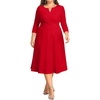 image:imagePlus Size Wedding Guest Dress Fall Semi Formal 34 Sleeve Aline Midi DressRed