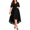 image:imagePlus Size Wedding Guest Dress Lace Formal Faux Wrap V Neck High Low HemBlack